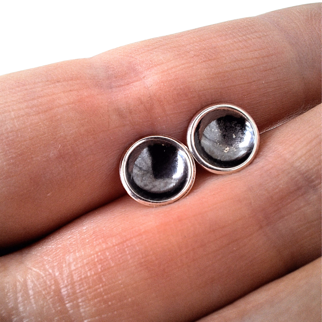 Black Starry Night Stud Earrings | 12mm | Sterling Silver