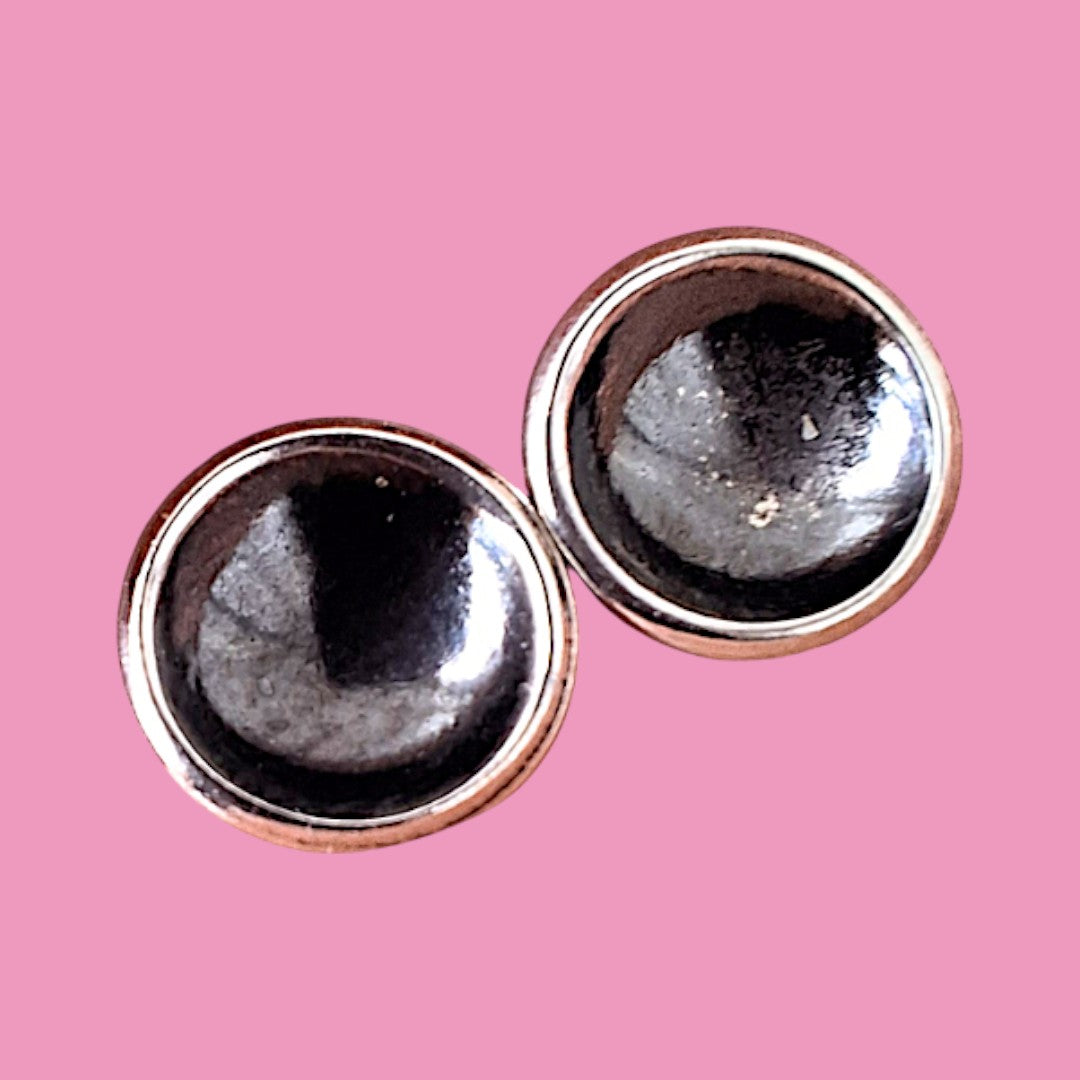Black Starry Night Stud Earrings | 12mm | Sterling Silver