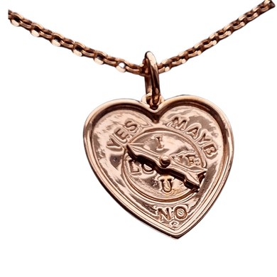 Spinner necklace yes, no, mayb? Heart necklace with moveable spinning arrow. Sterling Silver Pendant with Rose Gold Plating - Tamar and Talya