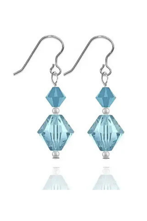 Birthstone Swarovski CZ Earrings | Handmade Bicone Crystal | Bridal Drop Jewellery