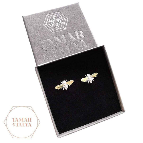 Bee Stud Earrings | Dainty Sterling Silver & Gold Design for Everyday Elegance