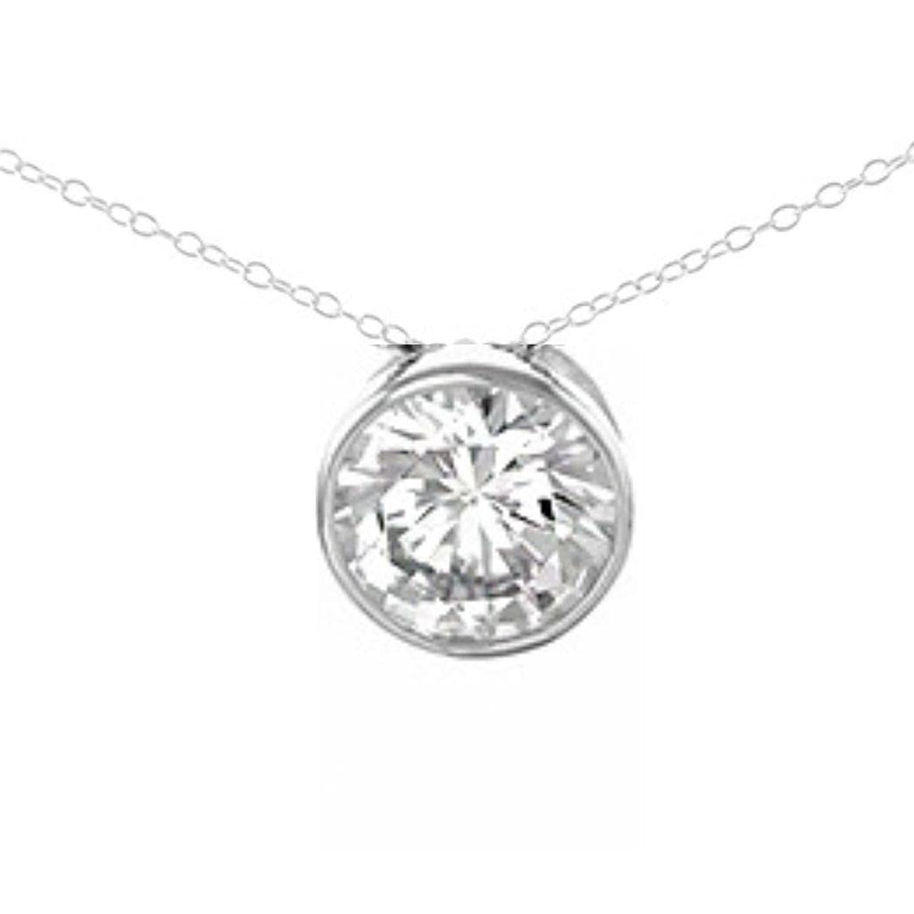 CZ Circle Necklace - Sterling Silver Cubic Zirconia Pendant - Elegant UK-Made Jewellery Gift Default Title