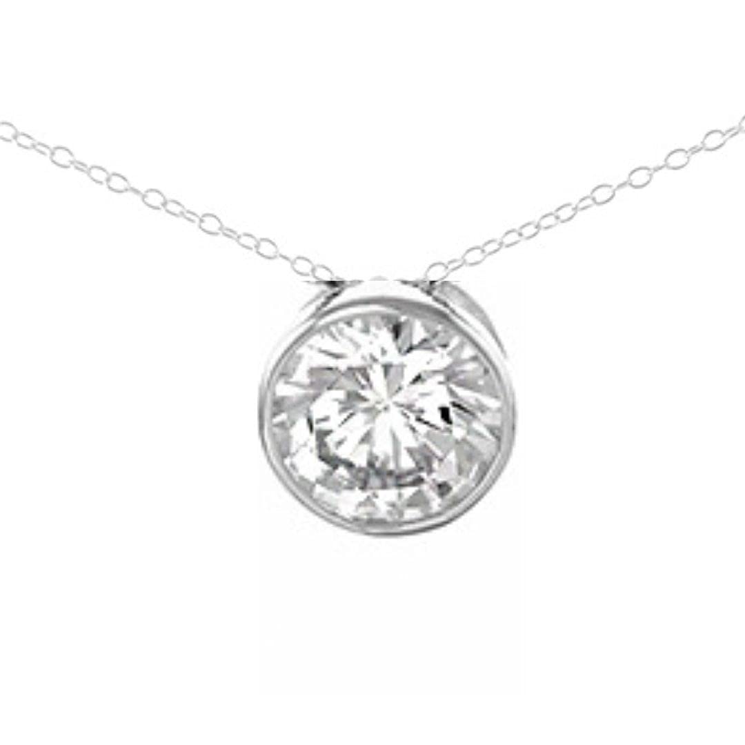 CZ Circle Necklace - Sterling Silver Cubic Zirconia Pendant - Elegant UK-Made Jewellery Gift Default Title
