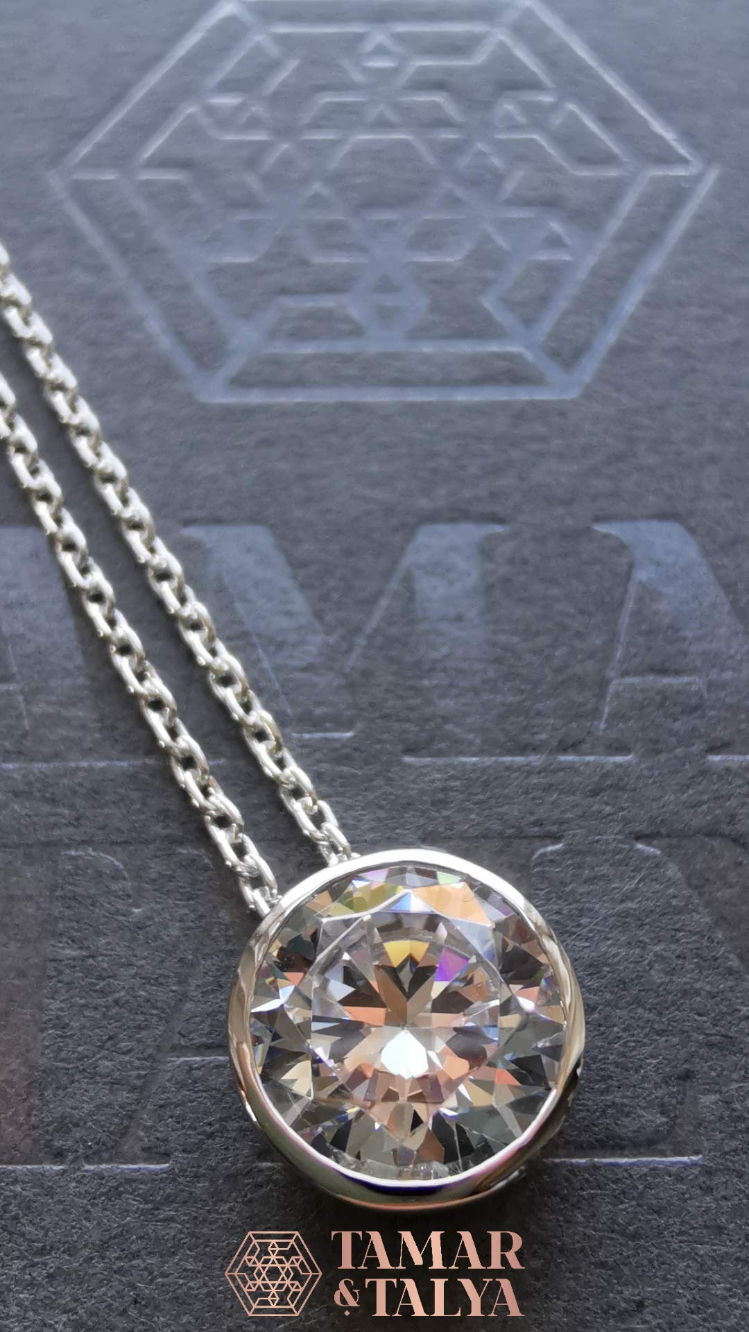 CZ Circle Necklace - Sterling Silver Cubic Zirconia Pendant - Elegant UK-Made Jewellery Gift