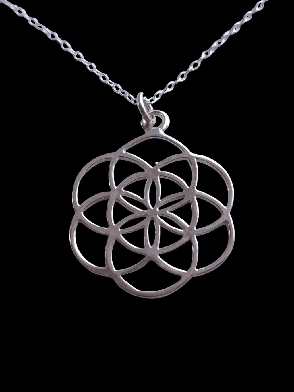 Tamar and Talya Sterling Silver 18" Sacred Geometry Flower of Life Pendant Necklace, Spiritual Design, Handcrafted Jewellery