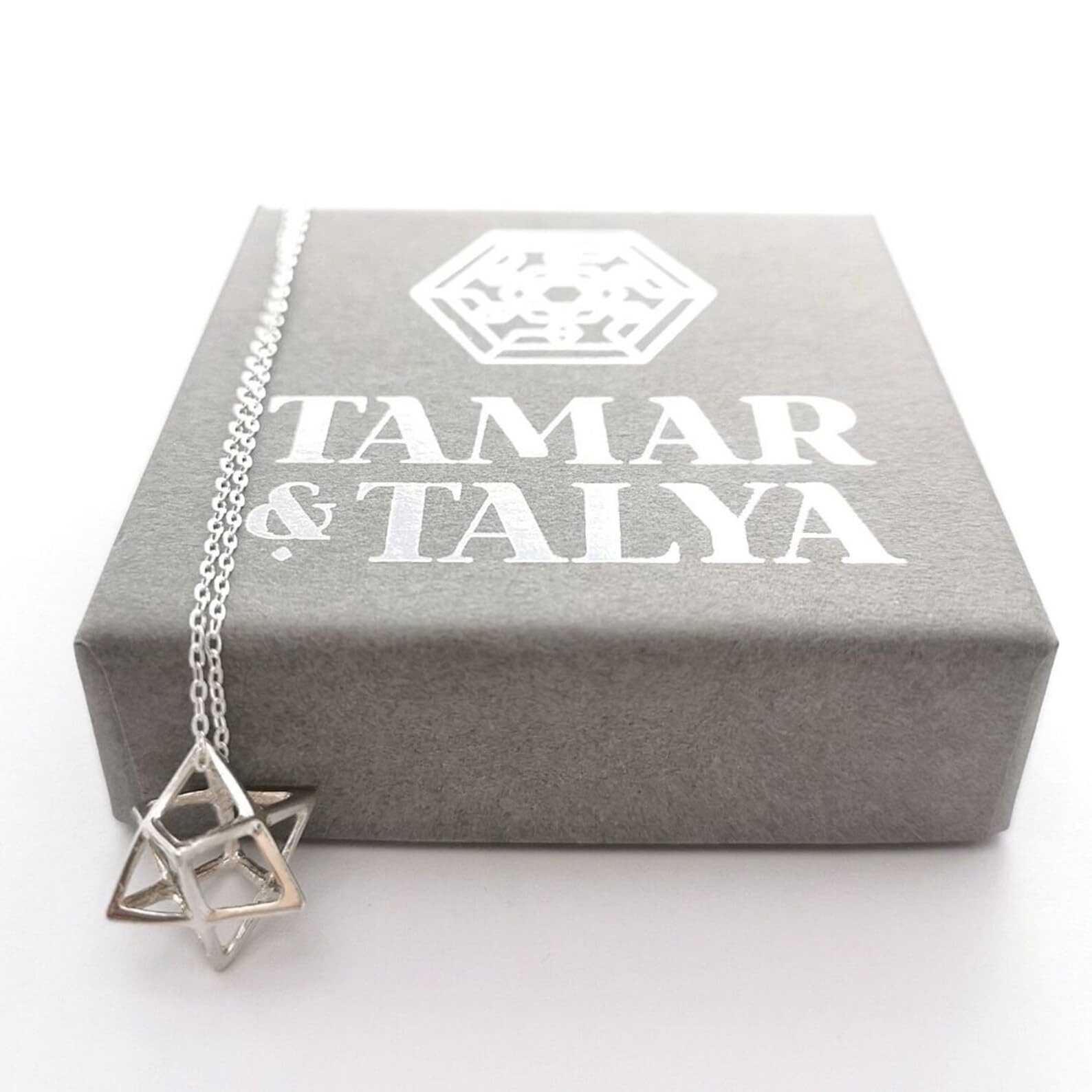 Merkaba Star of David Necklace | 3D Sacred Geometry | Sterling Silver 18" Chain | Tamar & Talya
