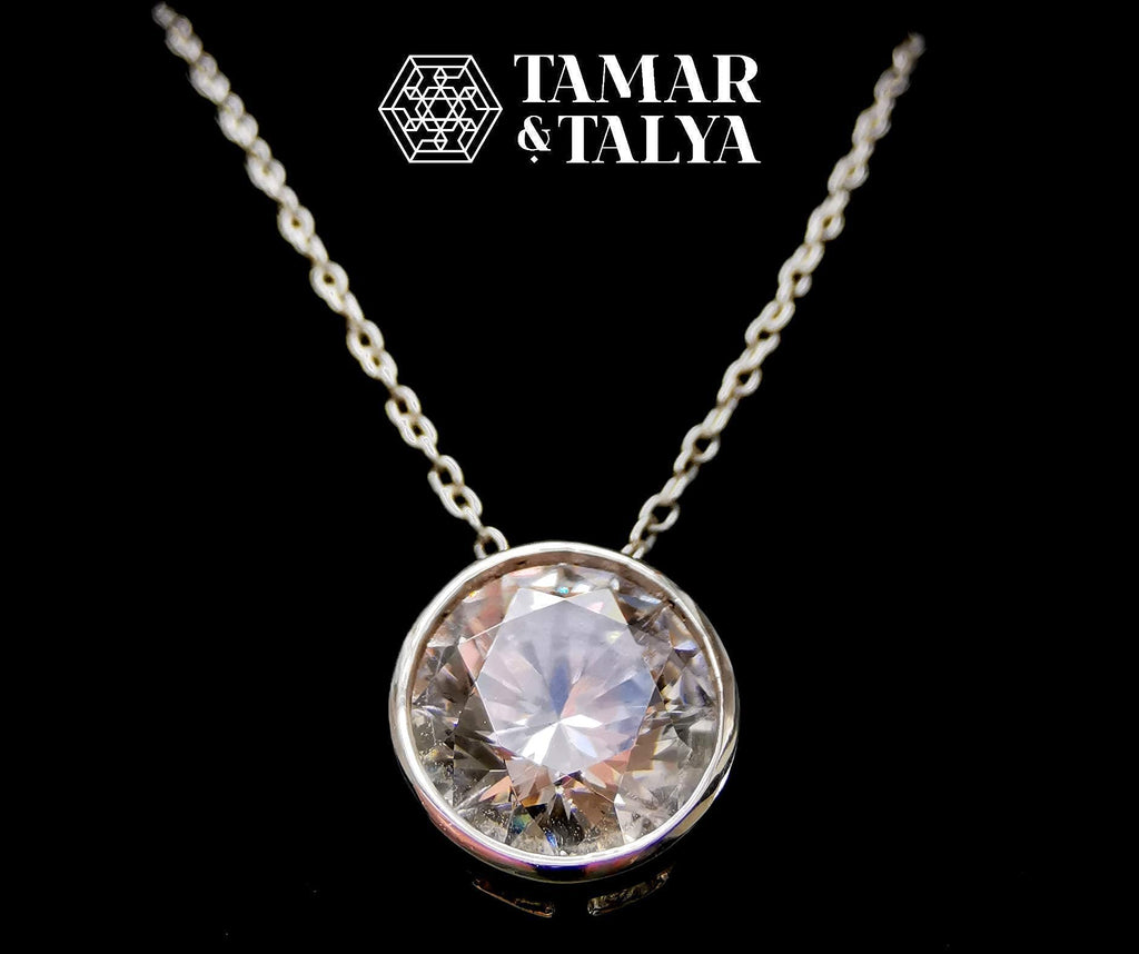 CZ Circle Necklace - Sterling Silver Cubic Zirconia Pendant - Elegant UK-Made Jewellery Gift