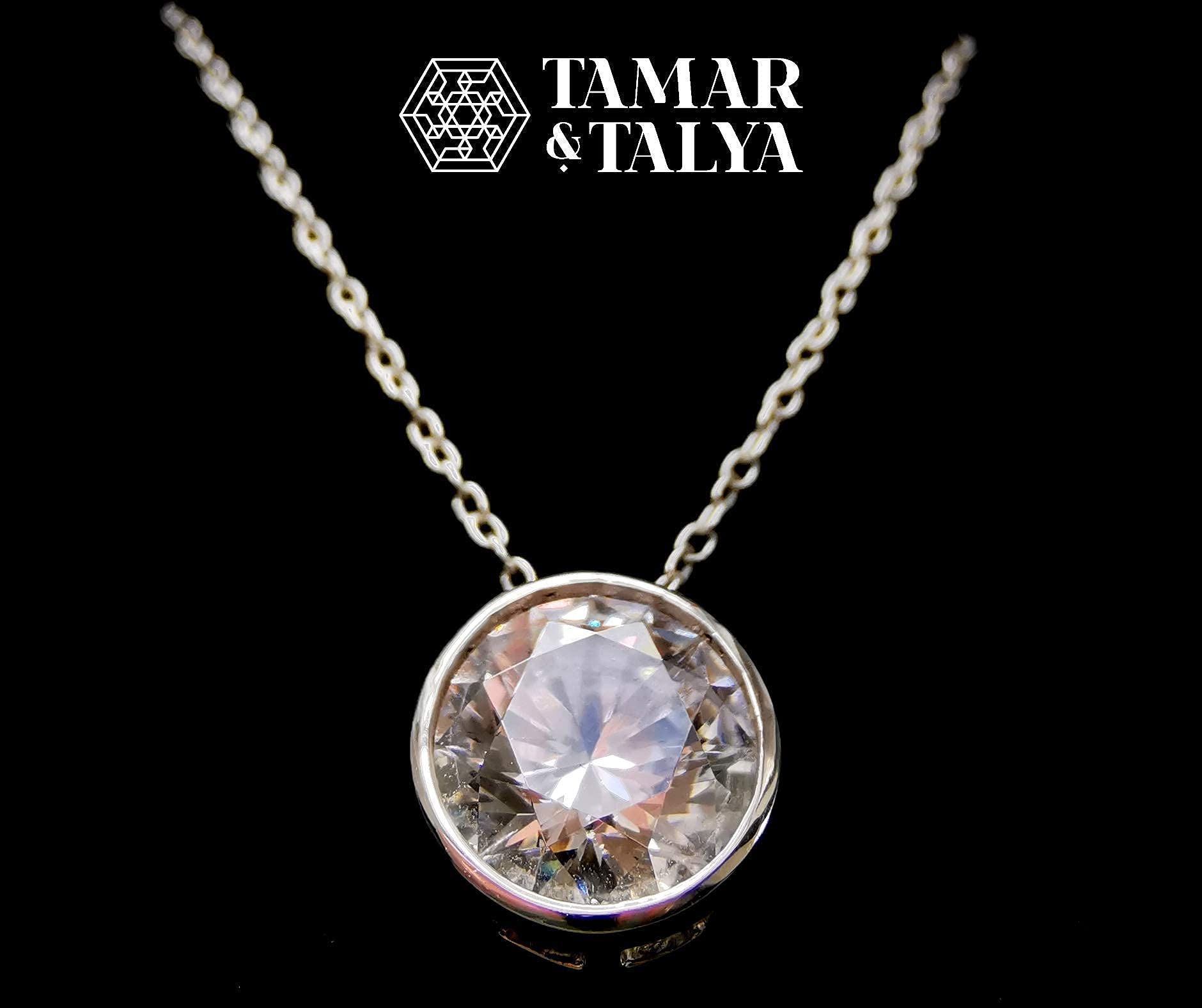CZ Circle Necklace - Sterling Silver Cubic Zirconia Pendant - Elegant UK-Made Jewellery Gift