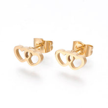 Load image into Gallery viewer, Double Heart - Hypoallergenic Stud Earrings.
