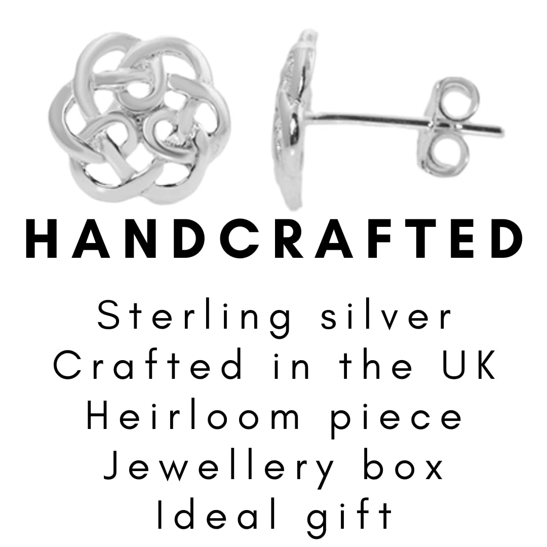 Sterling Silver Celtic Love Knot Stud Earrings | Handcrafted Heritage Jewellery | Gift for Her | Tamar & Talya