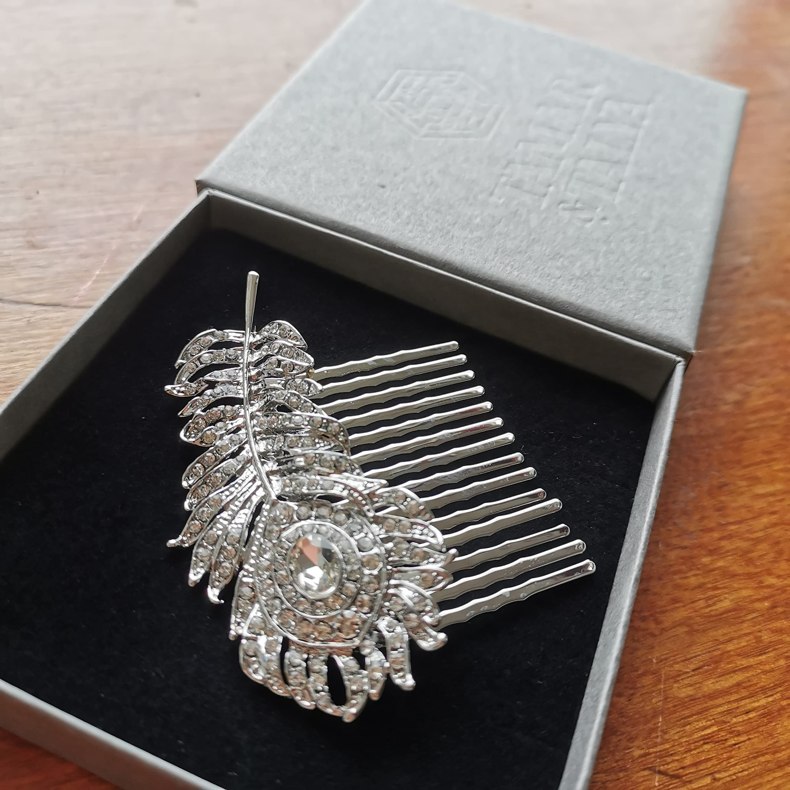 Peacock Feather Bridal Hair Comb | Gatsby Inspired Wedding Accessory | Tamar & Talya
