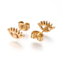 Load image into Gallery viewer, Lucky Eye Hypoallergenic Stud Earrings | Evil Eye Gold Earrings | Build a Treat Box with Tamar &amp; Talya.
