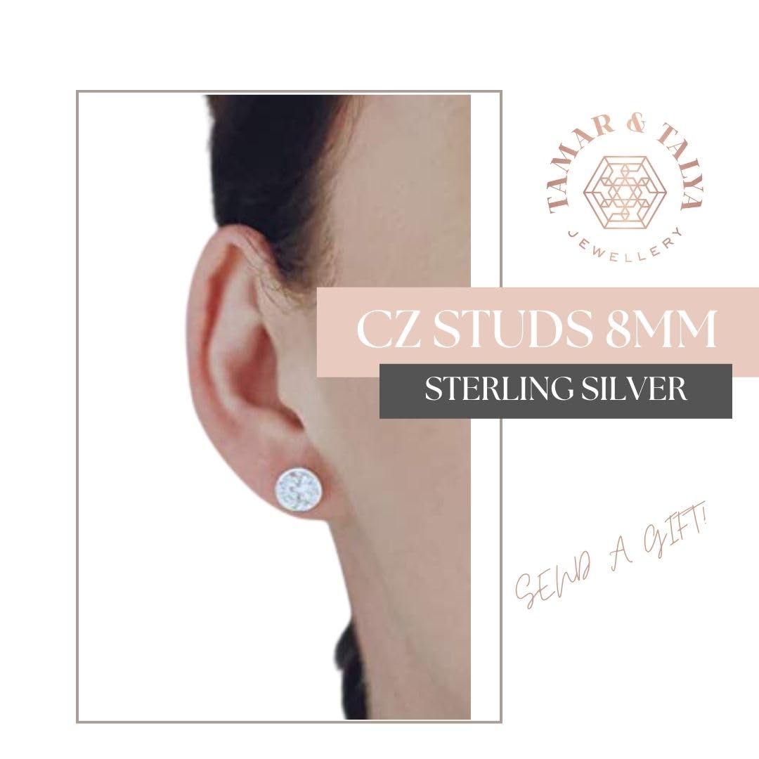 Cubic Zirconia Stud Earrings - Sparkling 8mm CZ Jewelry for Women, Perfect Bridal, Bridesmaid, and Wedding Gift. Timeless Elegance: CZ Stud Earrings - Sparkling Jewelry for All Occasions