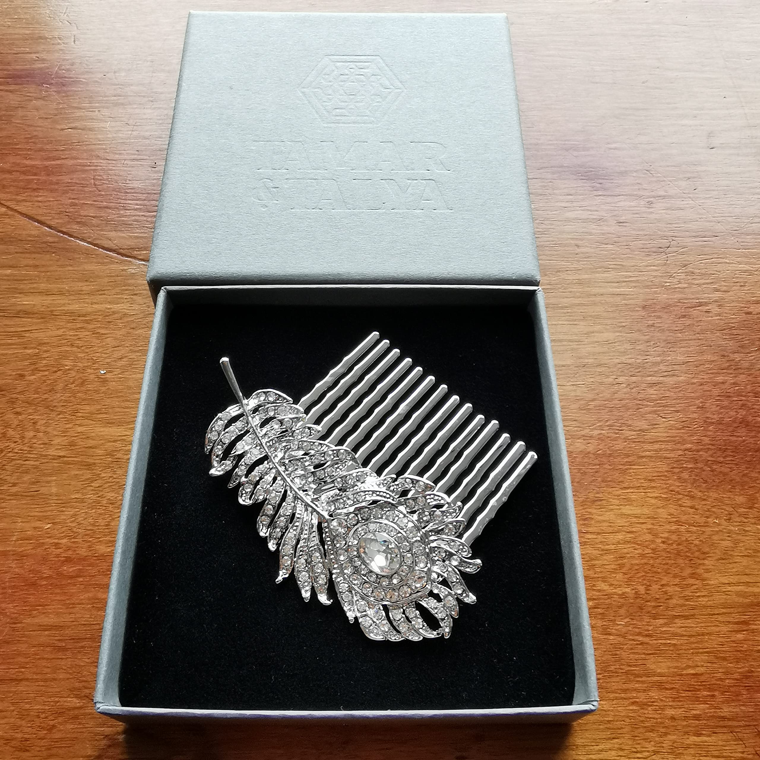 Peacock Feather Bridal Hair Comb | Gatsby Inspired Wedding Accessory | Tamar & Talya