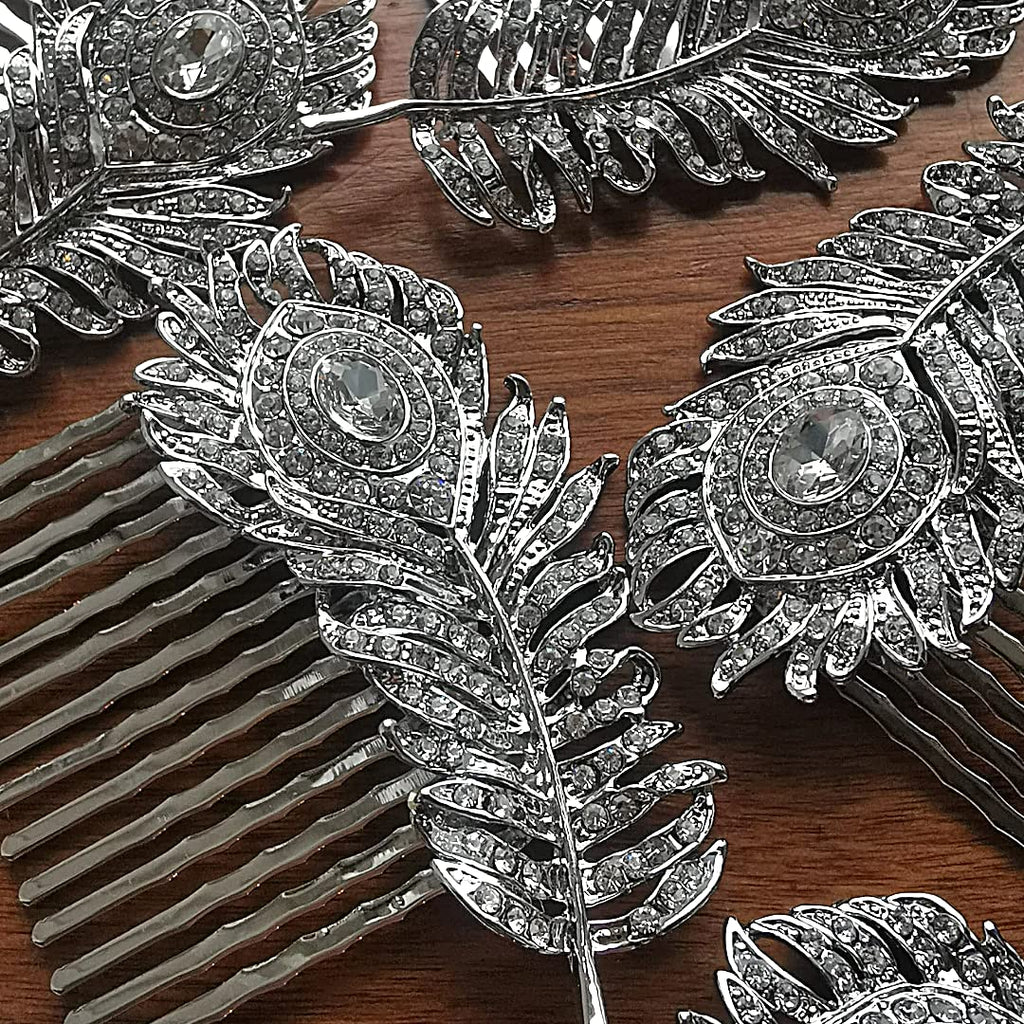 Peacock Feather Bridal Hair Comb | Gatsby Inspired Wedding Accessory | Tamar & Talya