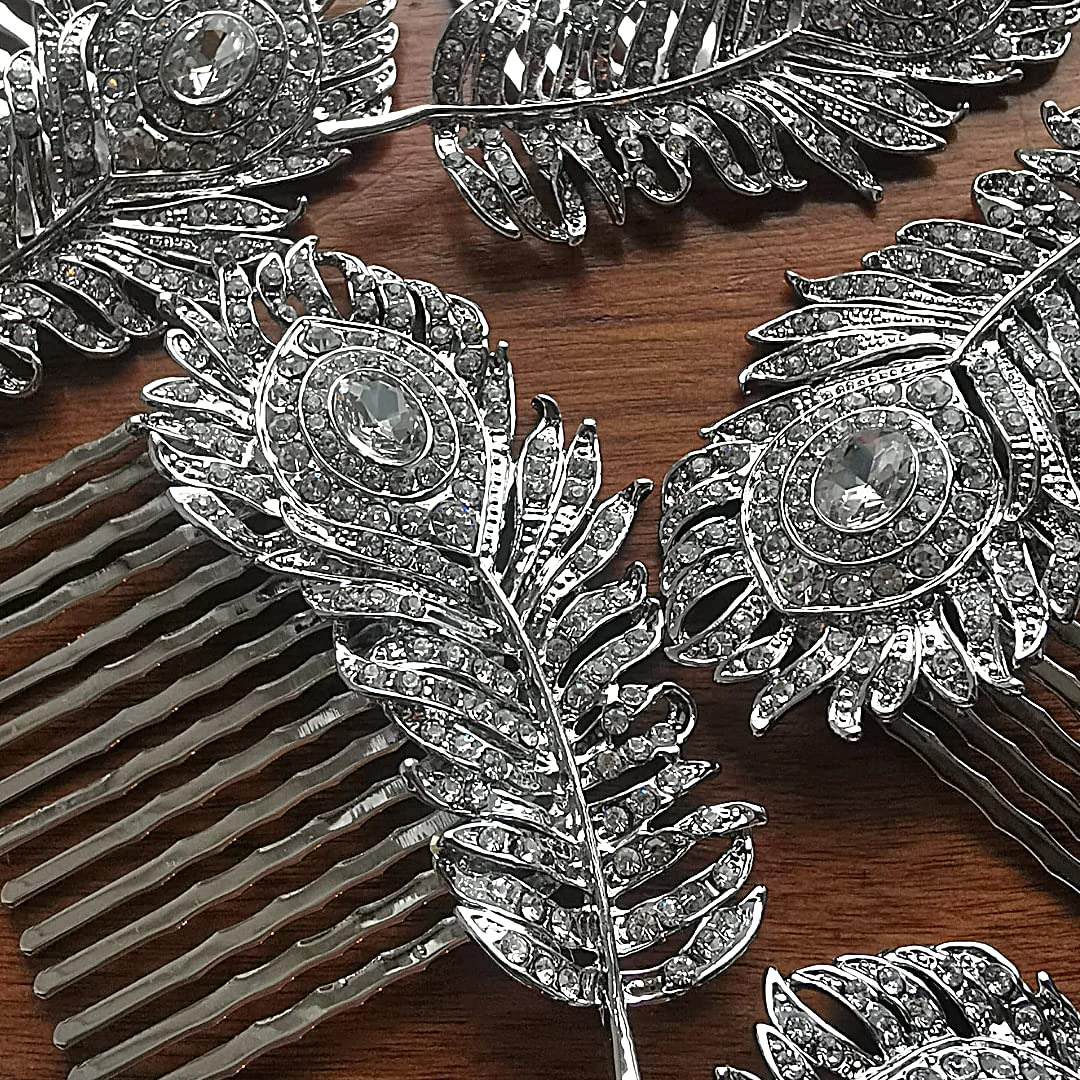 Peacock Feather Bridal Hair Comb | Gatsby Inspired Wedding Accessory | Tamar & Talya