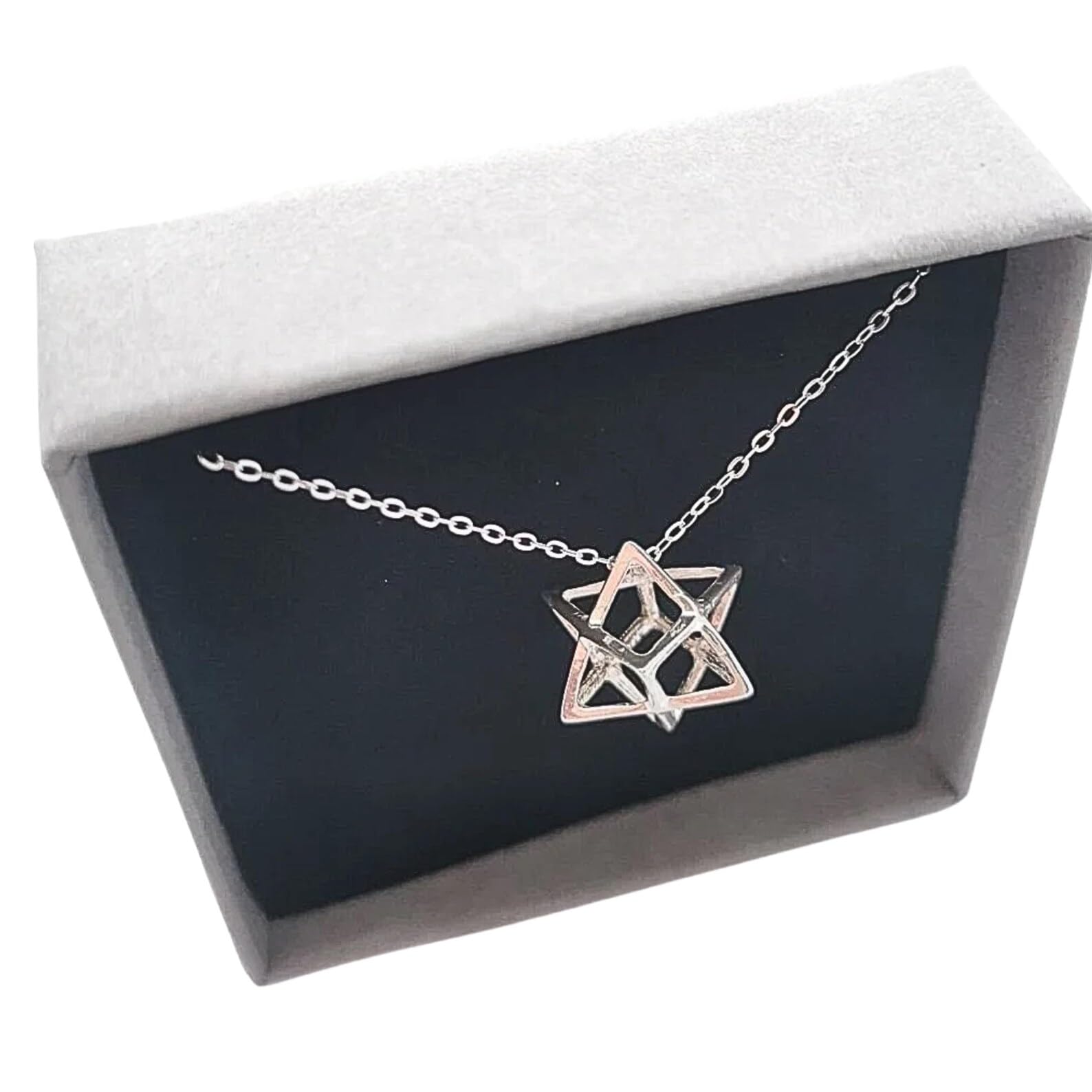 Merkaba Star of David Necklace | 3D Sacred Geometry | Sterling Silver 18" Chain | Tamar & Talya