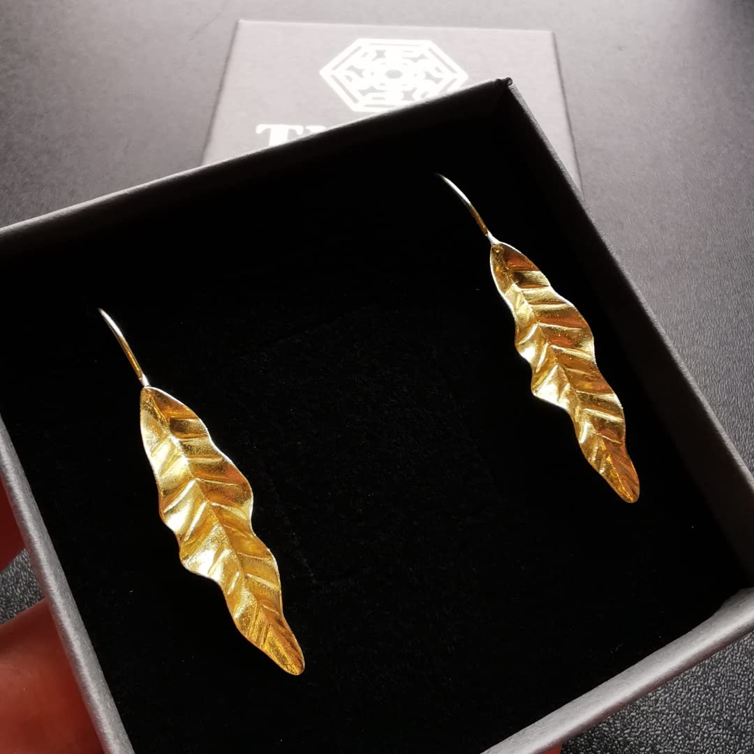 Gold Leaf Drop Earrings | Handcrafted Statement Jewellery | Gift for Her | Tamar & Talya