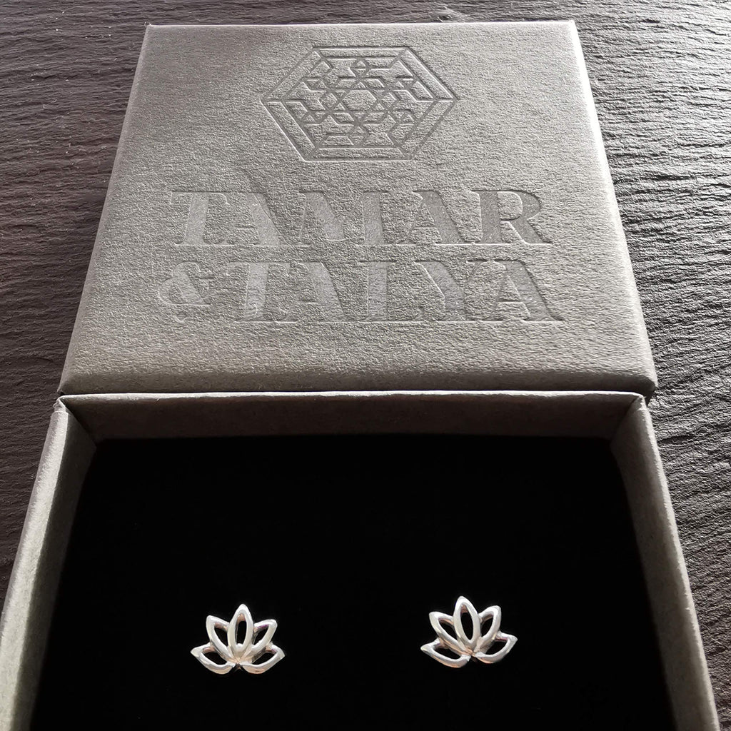 Lotus Flower Stud Earrings | Handcrafted 925 Sterling Silver | Gift for Her | Tamar & Talya