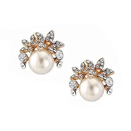 Bridal earrings Rose gold and pearl bridal earrings Bridesmaid stud earrings Bride studs Default Title