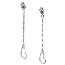 Load image into Gallery viewer, Sterling Silver Heart CZ Drop Earrings - Tamar and Talya
