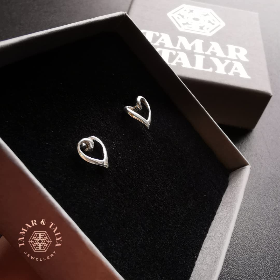 Sterling Silver Heart Stud Earrings | Classic Love Jewellery | Gift for Her | Tamar & Talya