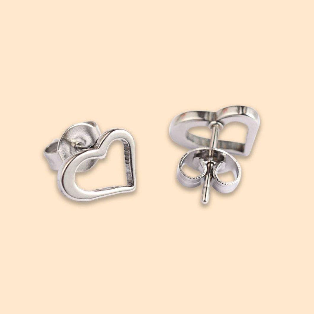 Silver Open Heart Studs | Hypoallergenic Stud Earrings by Wish Strings | Build Your Own Gift Box Tamar & Tamar.