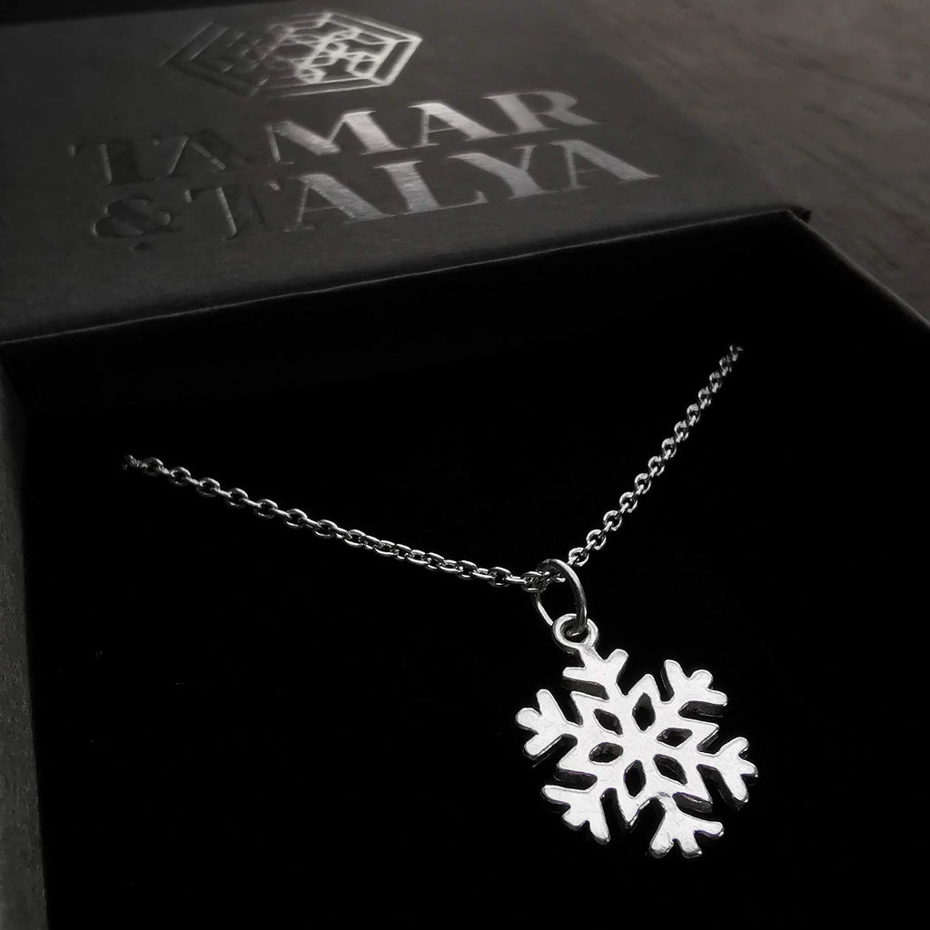 Snowflake Necklace in Sterling Silver Snow Flake Girls Teenager pendant
