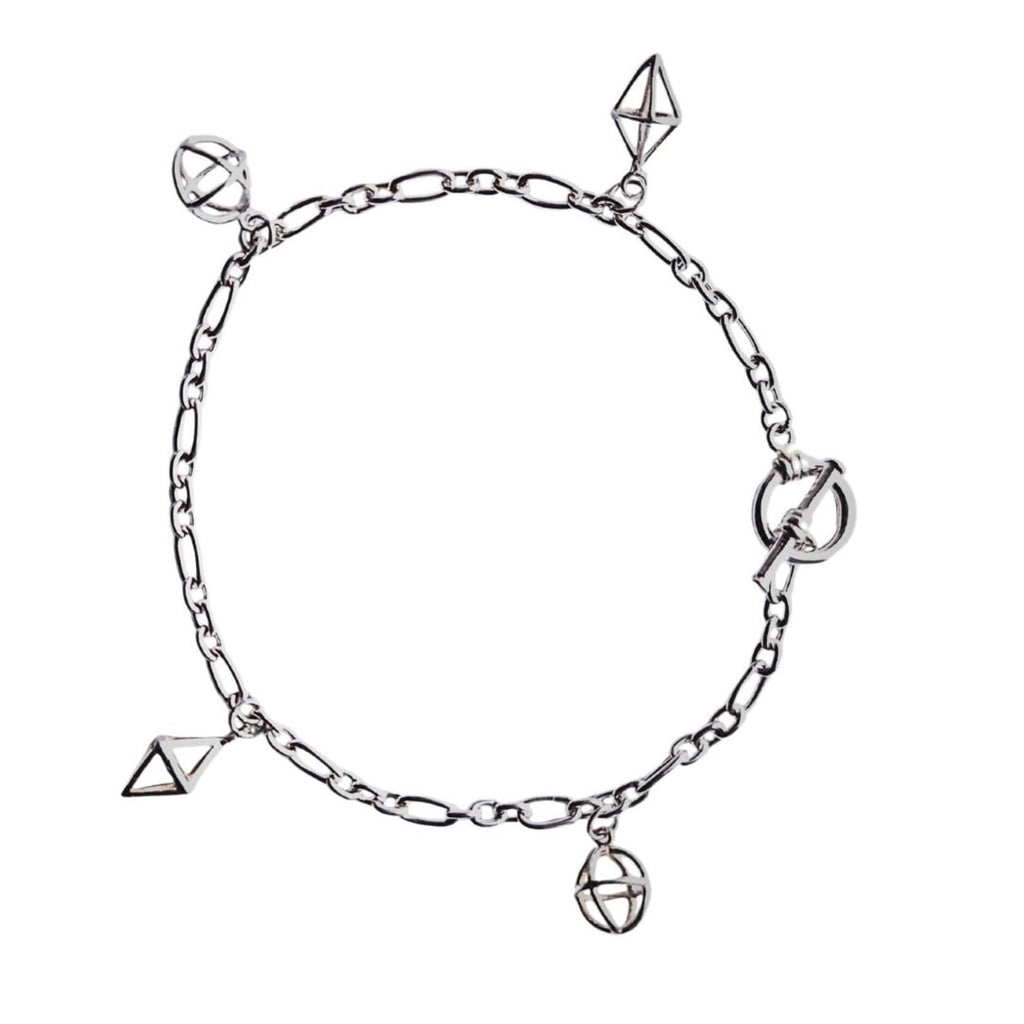 Tamar & Talya Sterling Silver Geometric Charm Bracelet, Modern Chain Design with Toggle Clasp, 19cm Length, Gift Box Included Default Title