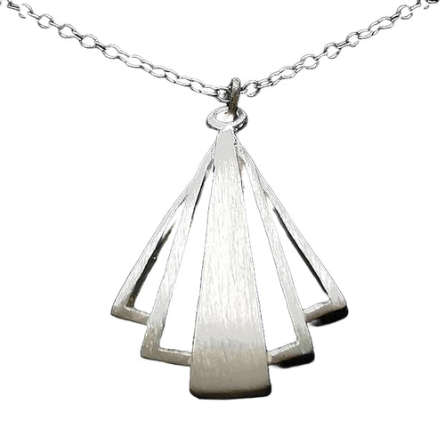 Art Deco Pendant Necklace | Vintage Elegance Sterling Silver | 24" Chain | Tamar & Talya