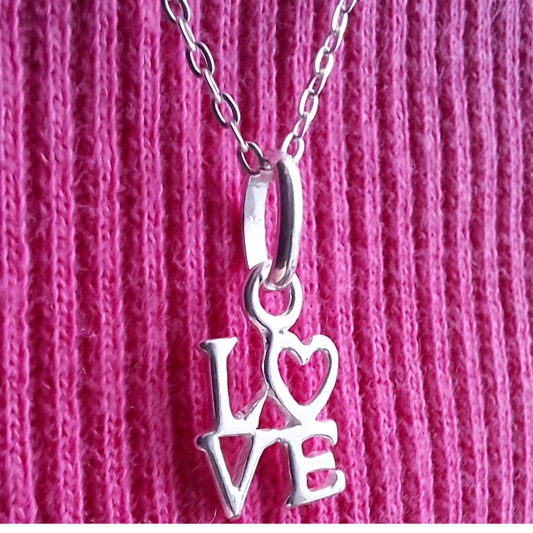 Love necklace jewellery love pendant Girl necklace Daughter gift love Pendant Necklace, Sterling Silver, 45cm Chain / 18" Tamar and Talya