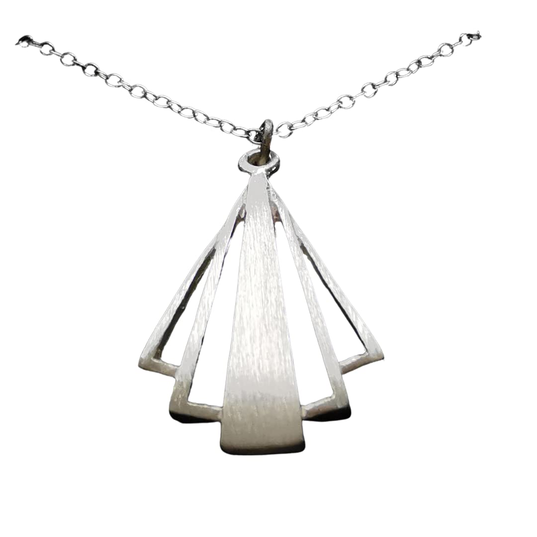 Art Deco Pendant Necklace | Handcrafted Sterling Silver | 18" Trace Chain | Tamar & Talya