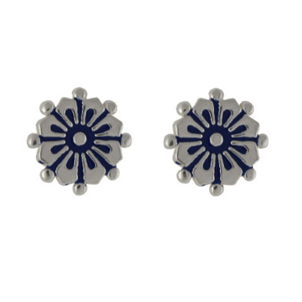 Blue Enamel Stud Earrings | Handcrafted 925 Sterling Silver | Gift for Her | Tamar & Talya Default Title