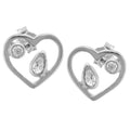 Sterling Silver Heart CZ Stud Earrings, 11mm, Round and Teardrop Design Default Title