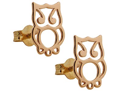 Owl Stud Earrings | Sterling Silver, Gold & Rose Gold | Handcrafted Nature Jewellery | Tamar & Talya Rose Gold Plated