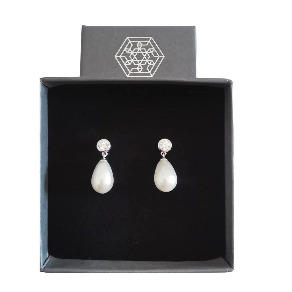 Pearl & CZ Bridal Stud Earrings | Handcrafted Wedding Jewellery | Elegant Gift for Bride | Tamar & Talya