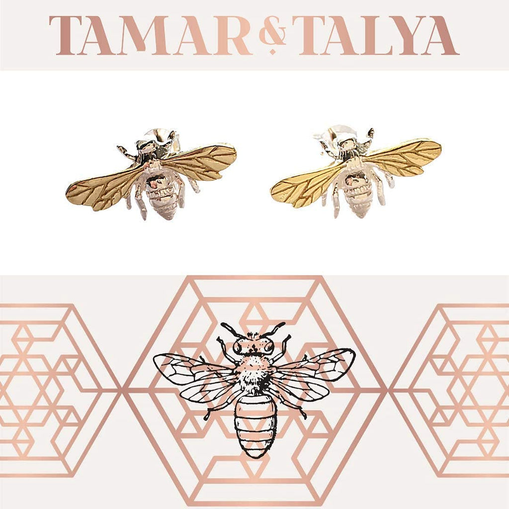 Bee Stud Earrings | Sterling Silver & Gold | Handcrafted Gift for Her | Tamar & Talya