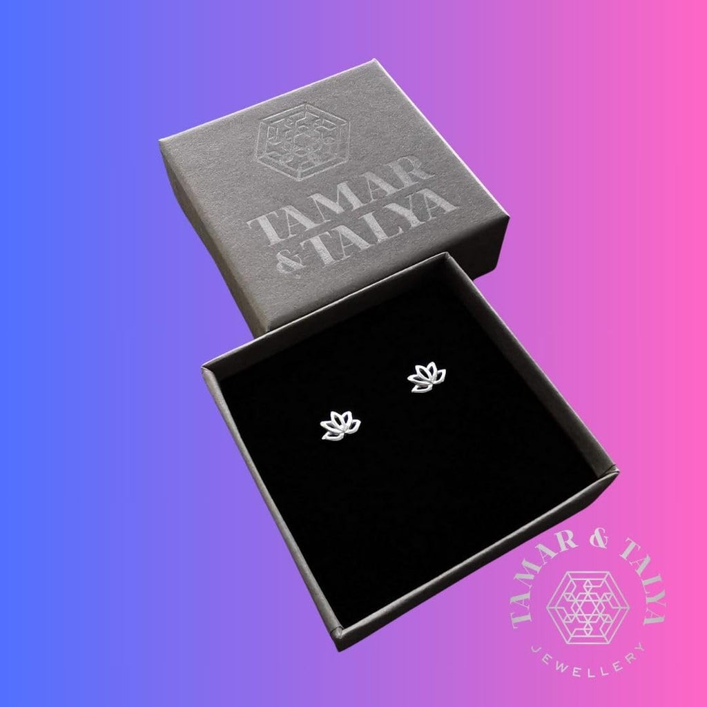 Sterling Silver Lotus Flower Stud Earrings | Handcrafted Spiritual Jewellery | Gift for Her | Tamar & Talya