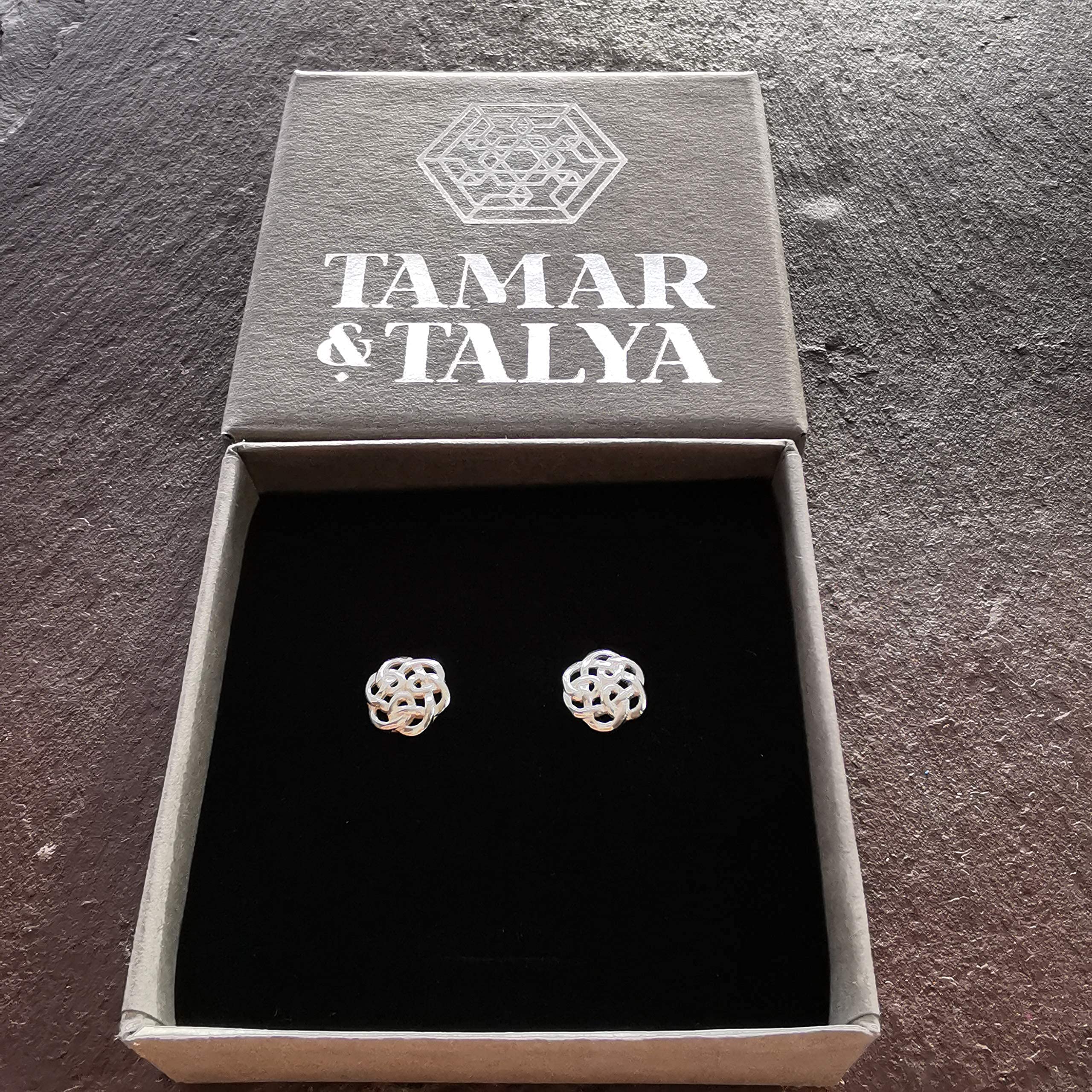 Sterling Silver Celtic Love Knot Stud Earrings | Handcrafted Heritage Jewellery | Gift for Her | Tamar & Talya