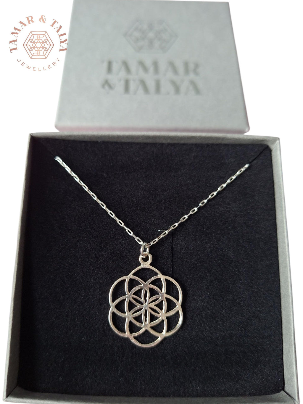 Tamar & Talya Sterling Silver Sacred Geometry Flower of Life Pendant Necklace, Spiritual Design, Handcrafted Jewellery