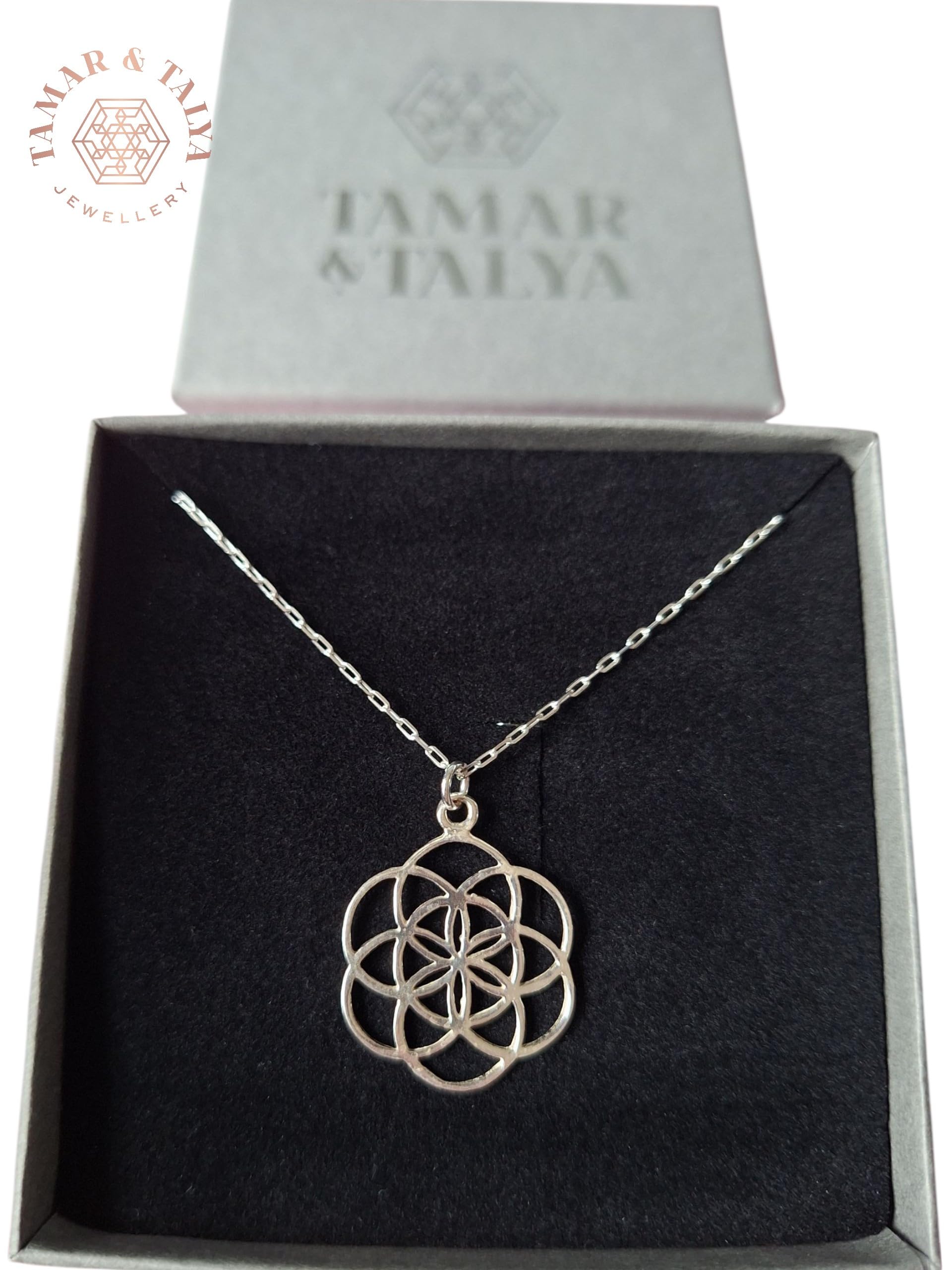Tamar & Talya Sterling Silver Sacred Geometry Flower of Life Pendant Necklace, Spiritual Design, Handcrafted Jewellery