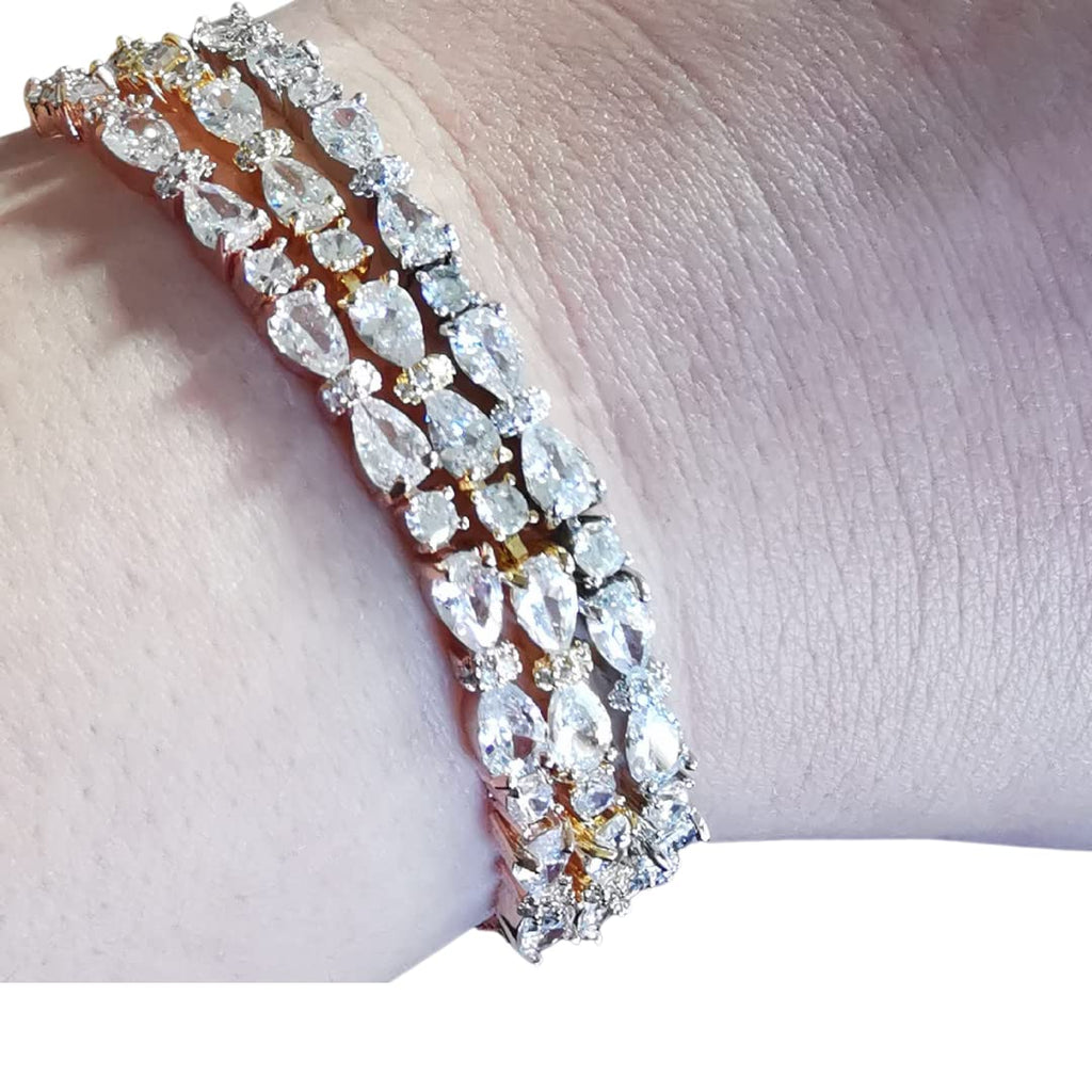 Bridal Bracelet | CZ Crystal Wedding Jewellery | Adjustable Bracelets | Rose Gold, Silver, Gold Plated