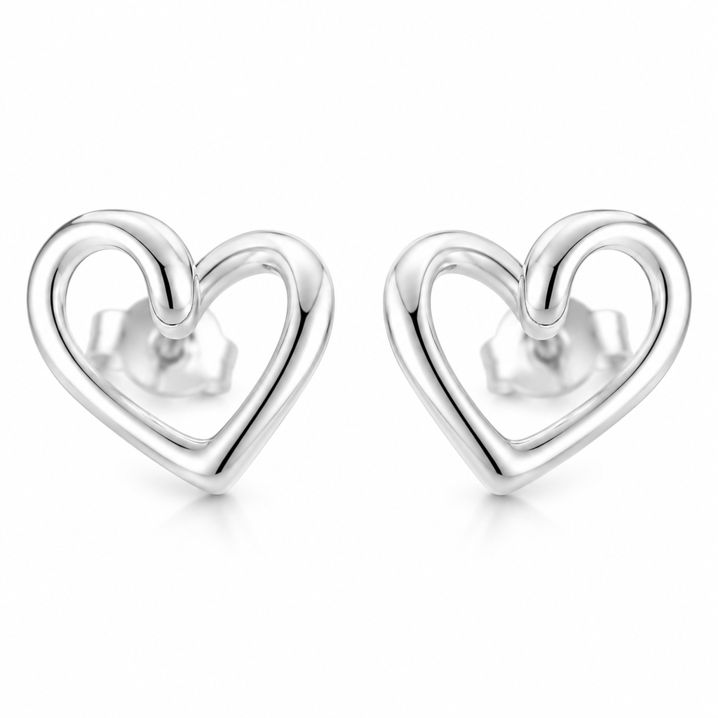 Boucles d'oreilles clous cœur en argent sterling | Bijoux d'amour classiques | Cadeau pour elle | Tamar & Talya