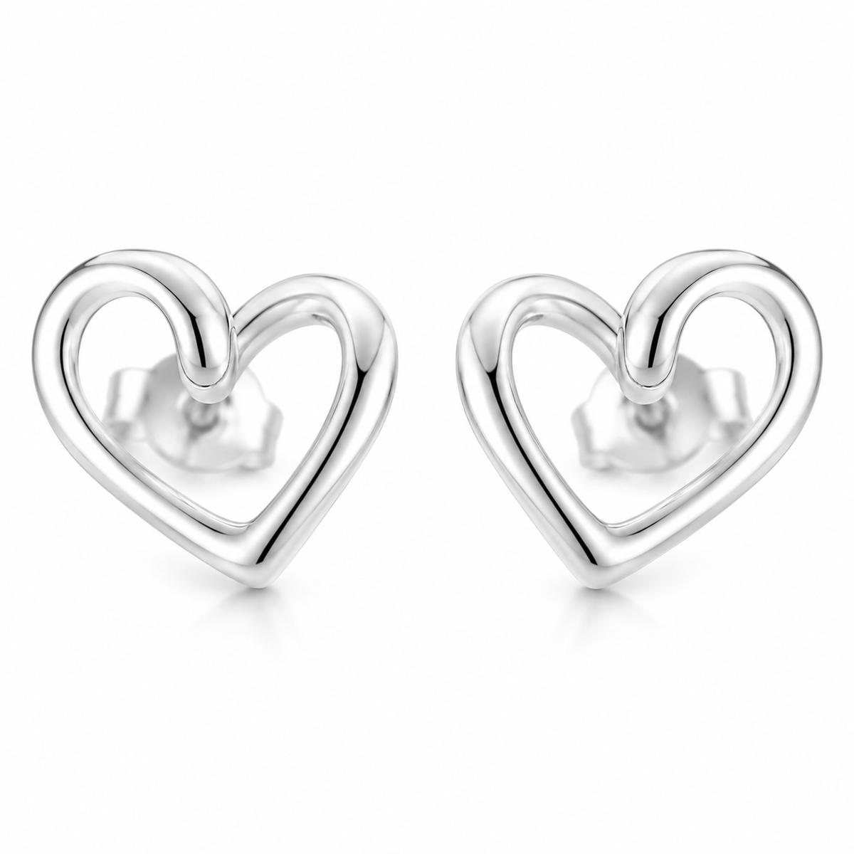 Sterling Silver Heart Stud Earrings | Classic Love Jewellery | Gift for Her | Tamar & Talya
