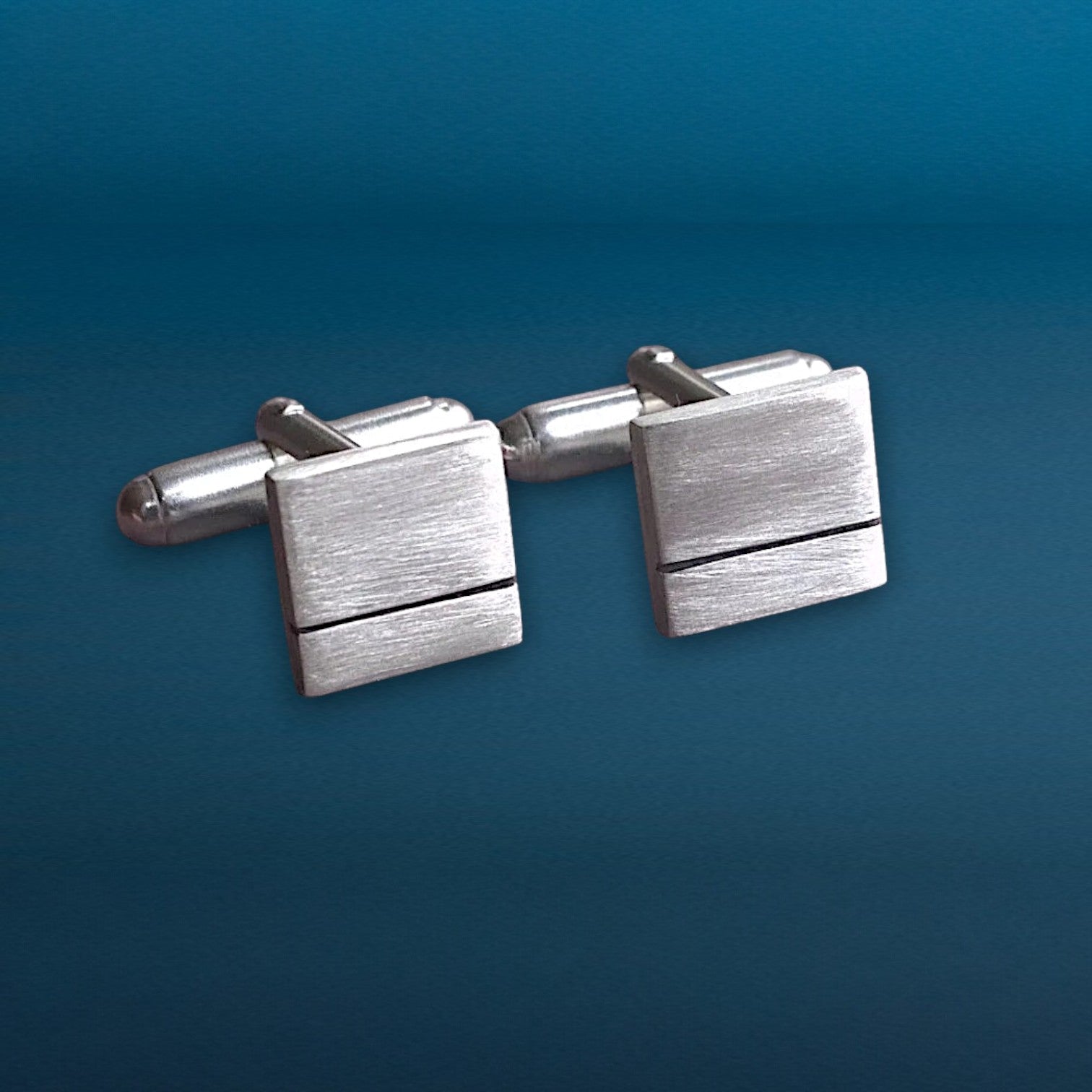 Square Sterling Silver Cufflinks | Classic Black Wedding Cufflinks | Groomsman Gift for Him