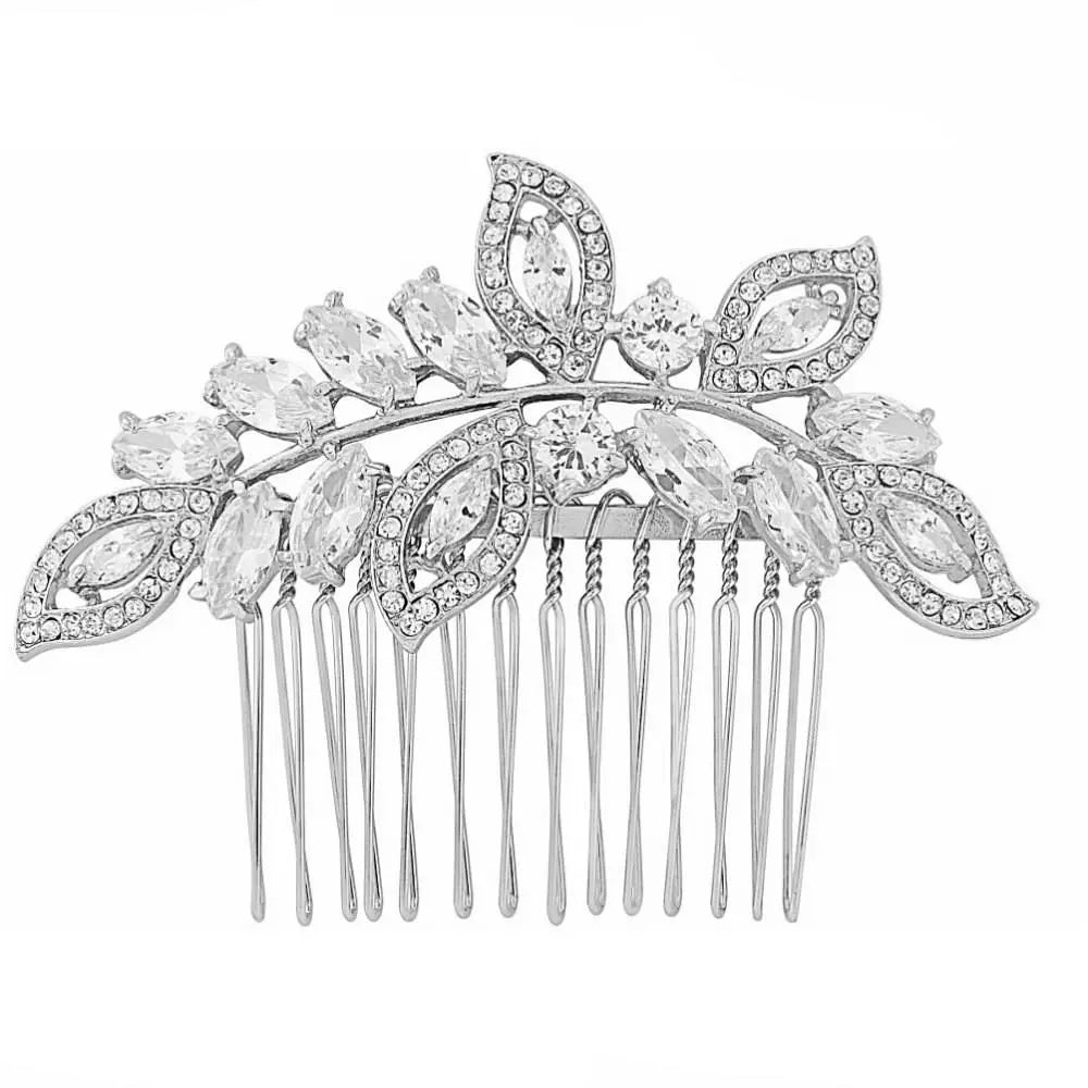 Bridal Hair Comb | Cubic Zirconia Crystals | Personalise with Swarovski Pearl Beads | Tamar and Talya