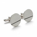 Round Cufflinks with Oxidised Black Line | Modern Geometric | Handcrafted in the UK