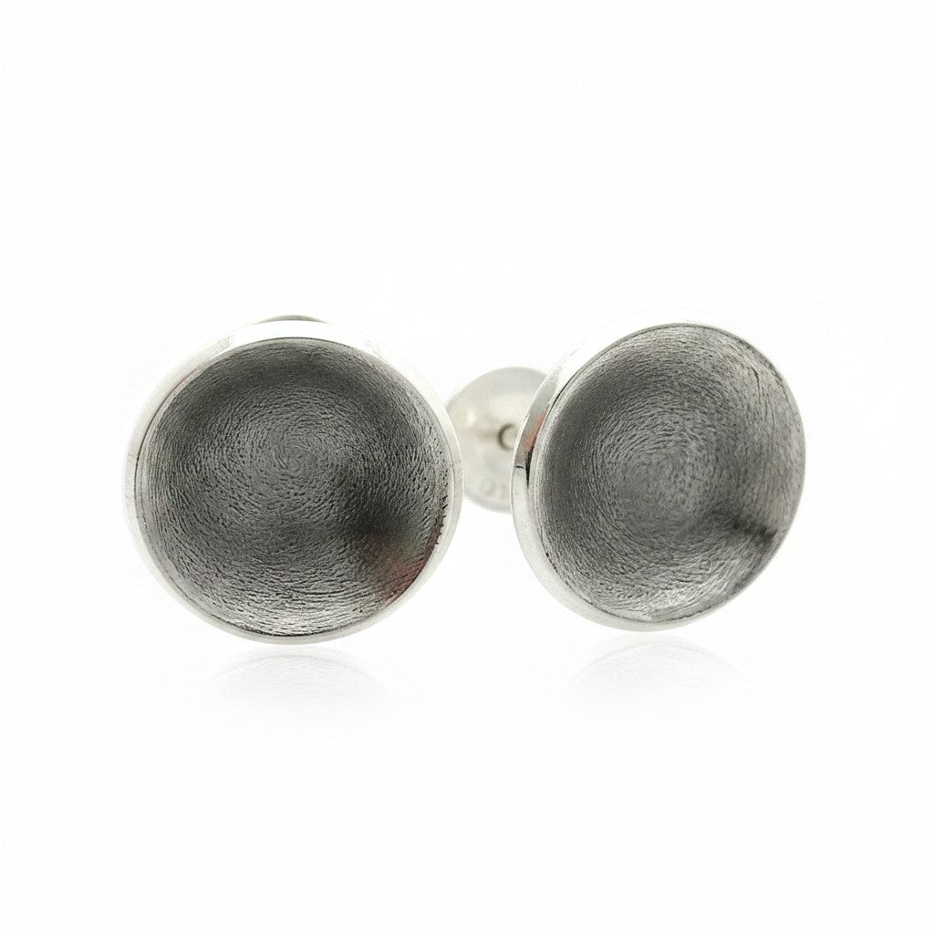 Starry Night Silver Dome Stud Earrings | 12mm | Sterling Silver