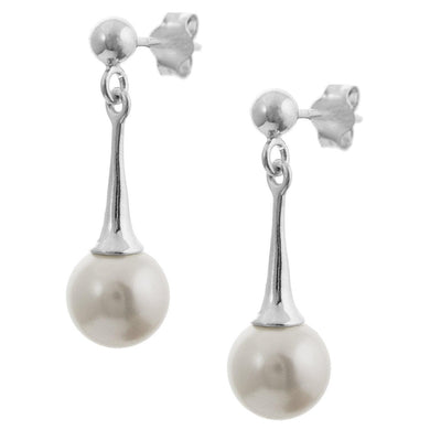 Sterling Silver Pearl Drop Earrings - Tamar and Talya