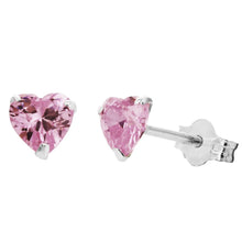 Load image into Gallery viewer, Pink Heart CZ Studs | Sterling Silver - Tamar and Talya
